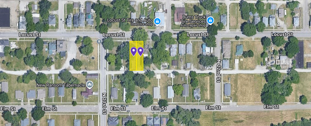 IN84-0071; IN84-0072 Double Vacant Lot on 2113 Locust St, Terre Haute
