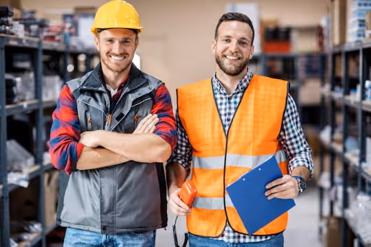 Two Employees working in a warehouse