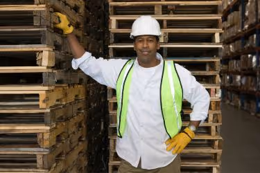 Employee with pallets
