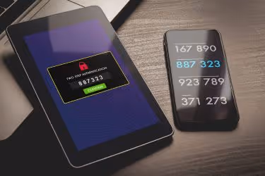 tablet and phone showing 2FA
