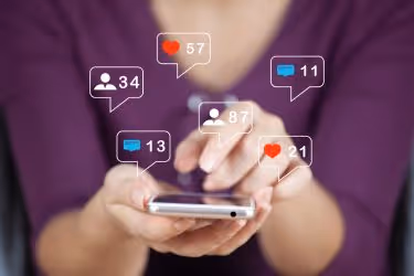 Woman managing social media