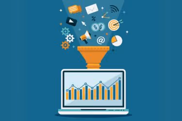 A funnel on top of a laptop