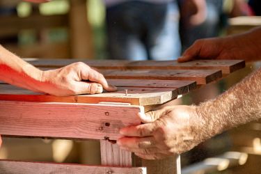Building pallets out of recycled wood