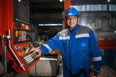 Man operating a machine.