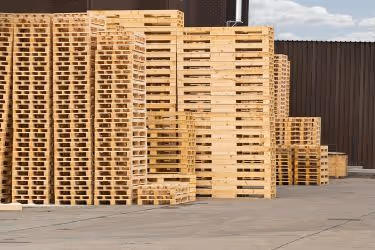 A pile of nice new wooden pallets