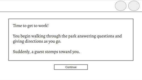 Google Slide wireframe of the slide where the intro transitions to the interactive experience. There is text in the box.