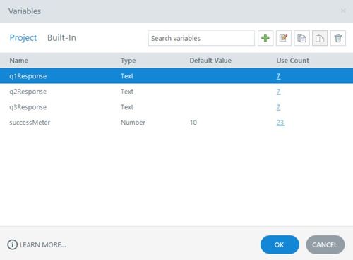 Image of the 4 variables used in this project, including one for the success meter.