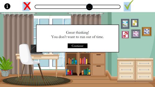 Image displaying the success meter at the top moving toward the goal of passing the test.