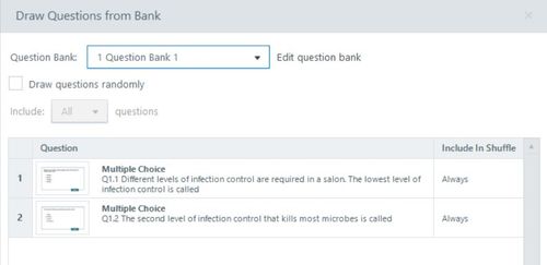 Question bank 1 showing 2 required questions.
