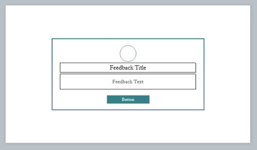 Feedback master showing a colorful boarder, a "feedback title", "feedback text", and a button.
