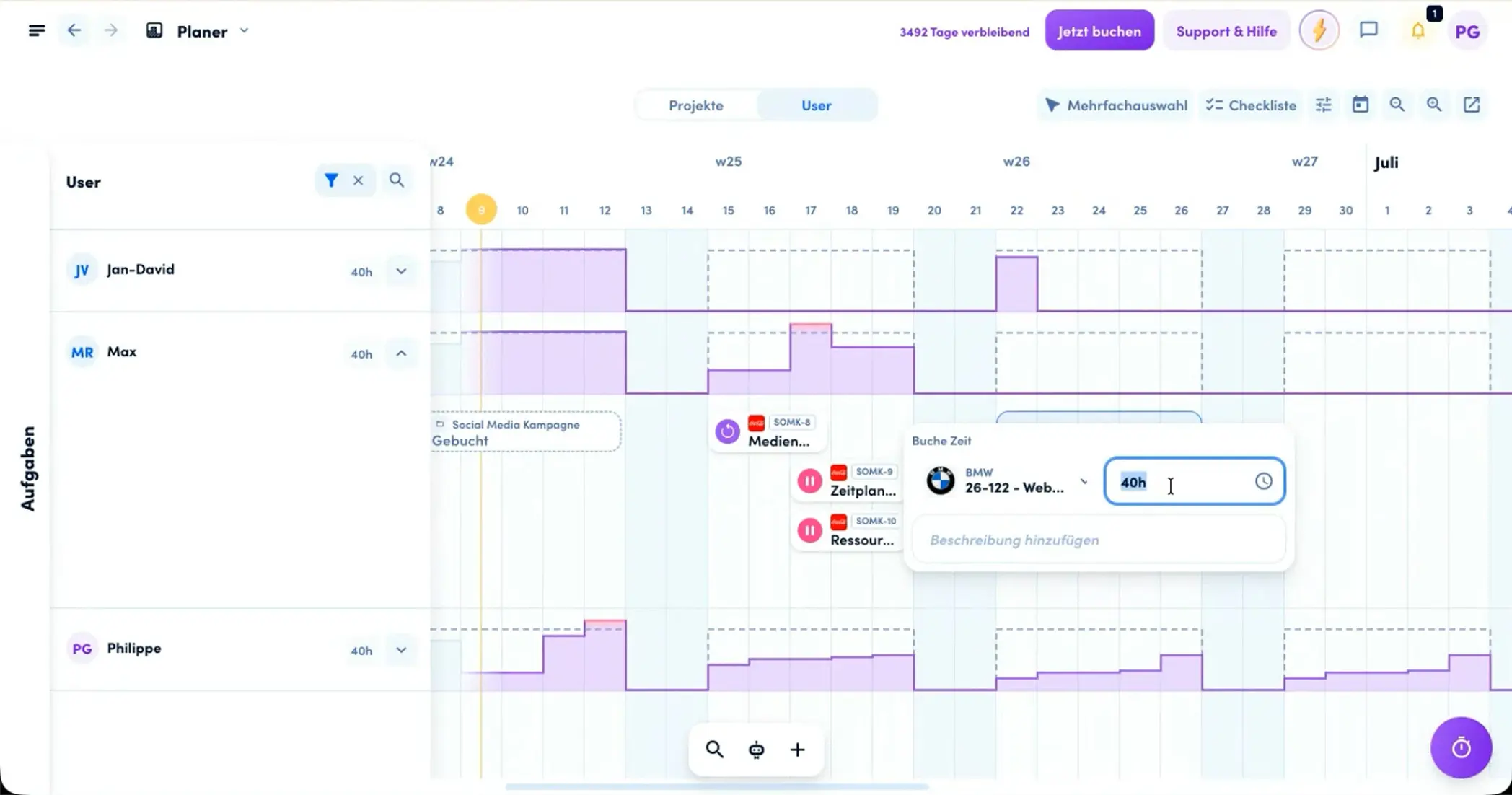 Unique capacity planning in awork for perfect agency utilisation