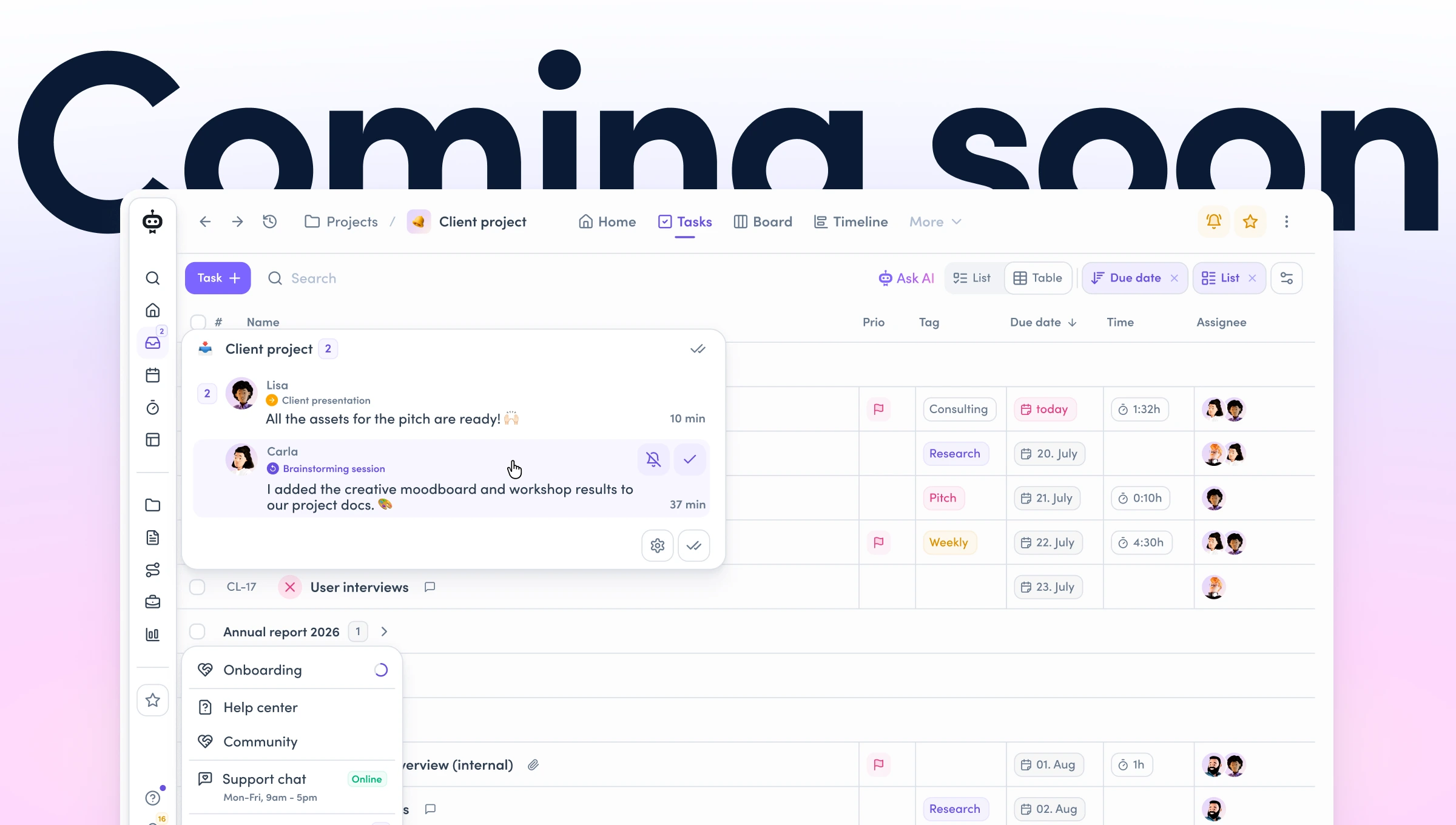 The new awork is coming: design, navigation and lists, freshly reworked