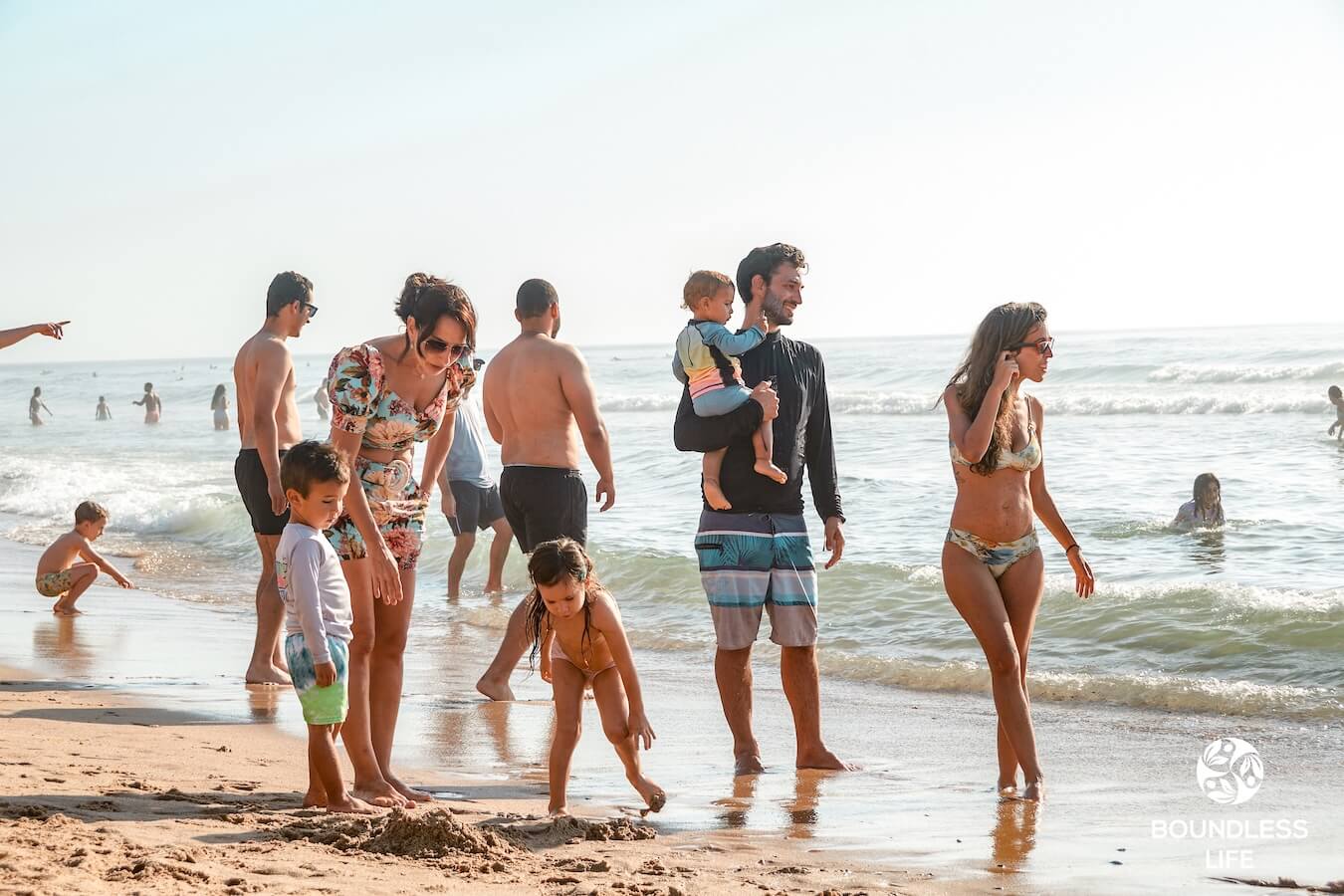 Boundless Life families walked the beach enjoying some down time from their remote work jobs