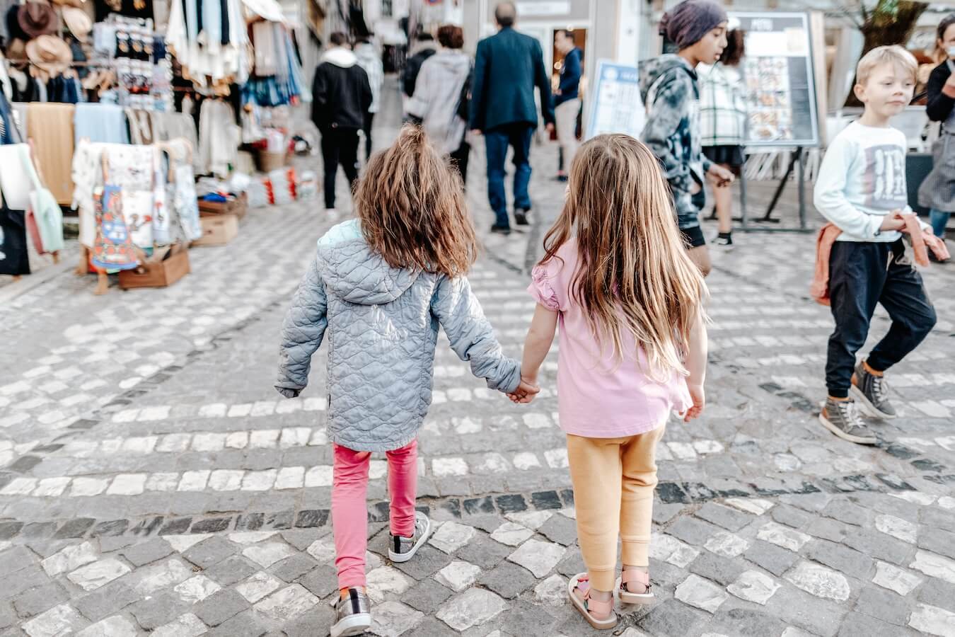 Children from Boundless Life walk through town in Sintra Portugal