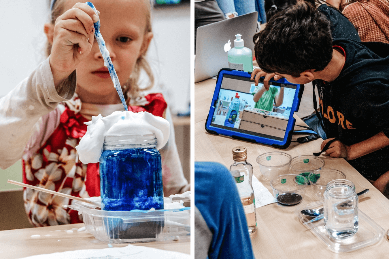 Kids doing a science experiment at the Boundless Life Education Center