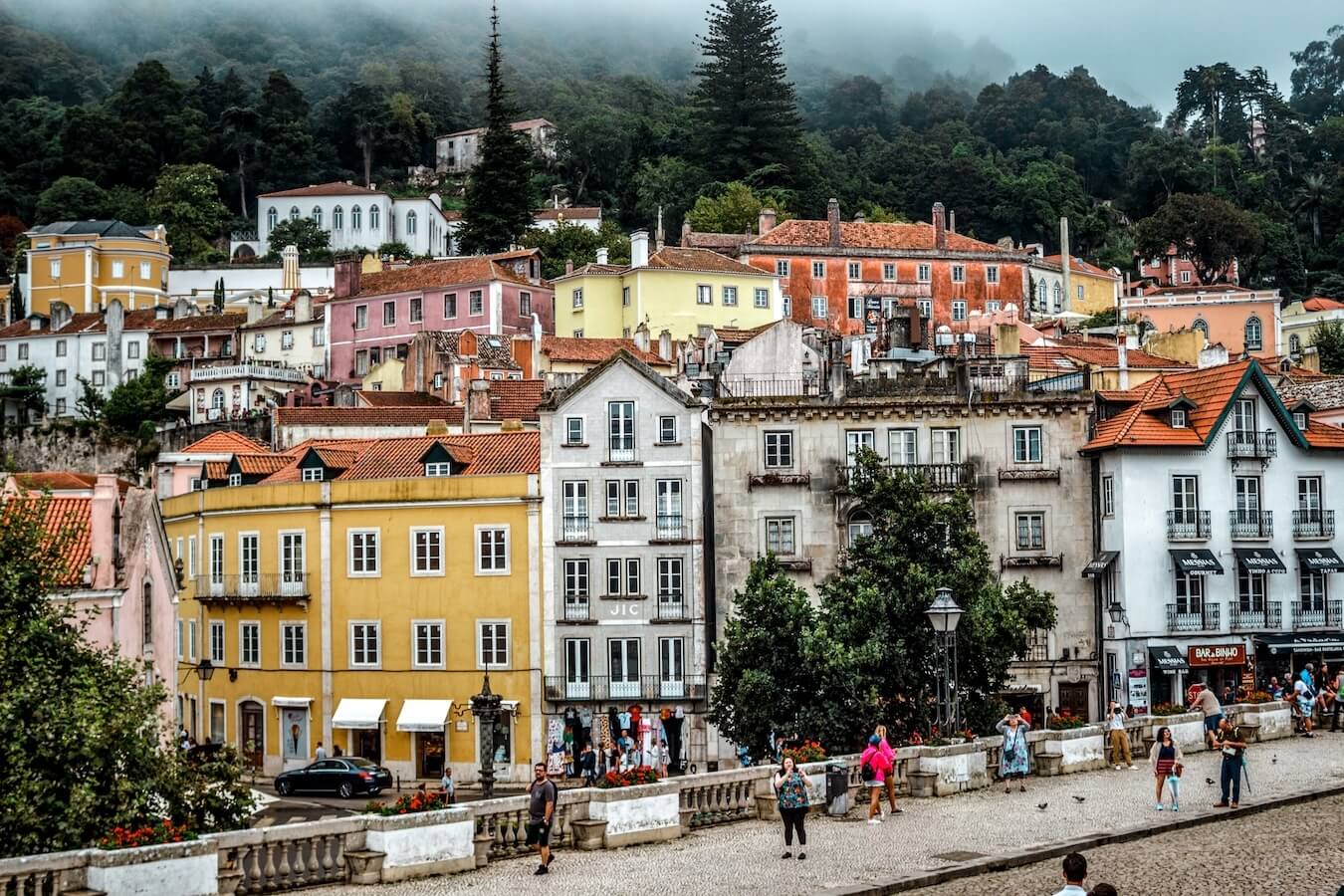The mist hangs over Sintra town in Portugal