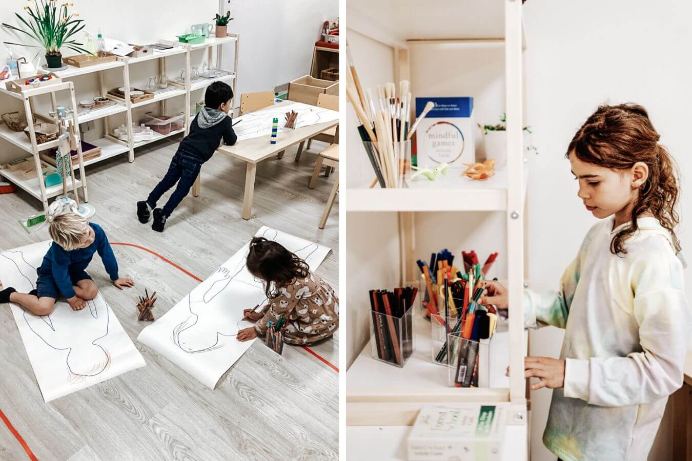 A group of children and third culture kids, at the Education Center at Boundless Life in Portugal participate in social emotional learning activities