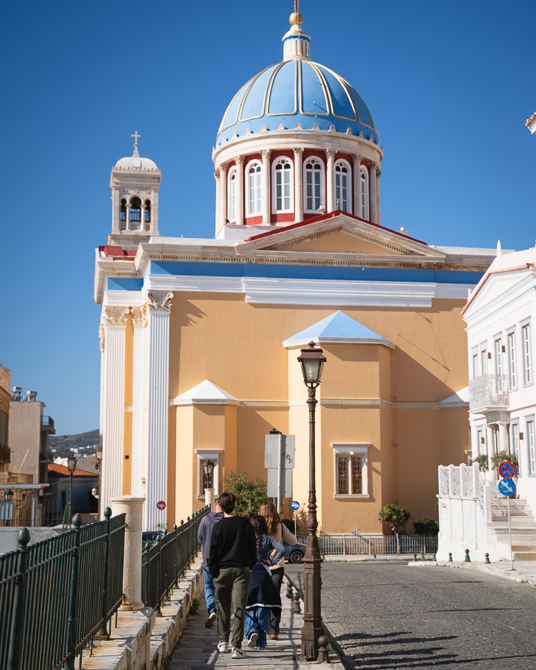 Walking through the streets in Syros Greece - gap year destination with Boundless Life