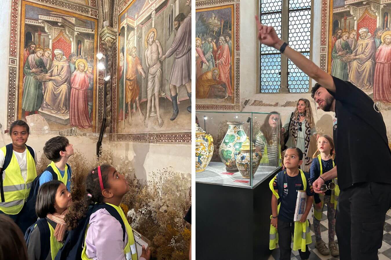 Children from the Boundless Education Center visit a museum in Florence with their educator.