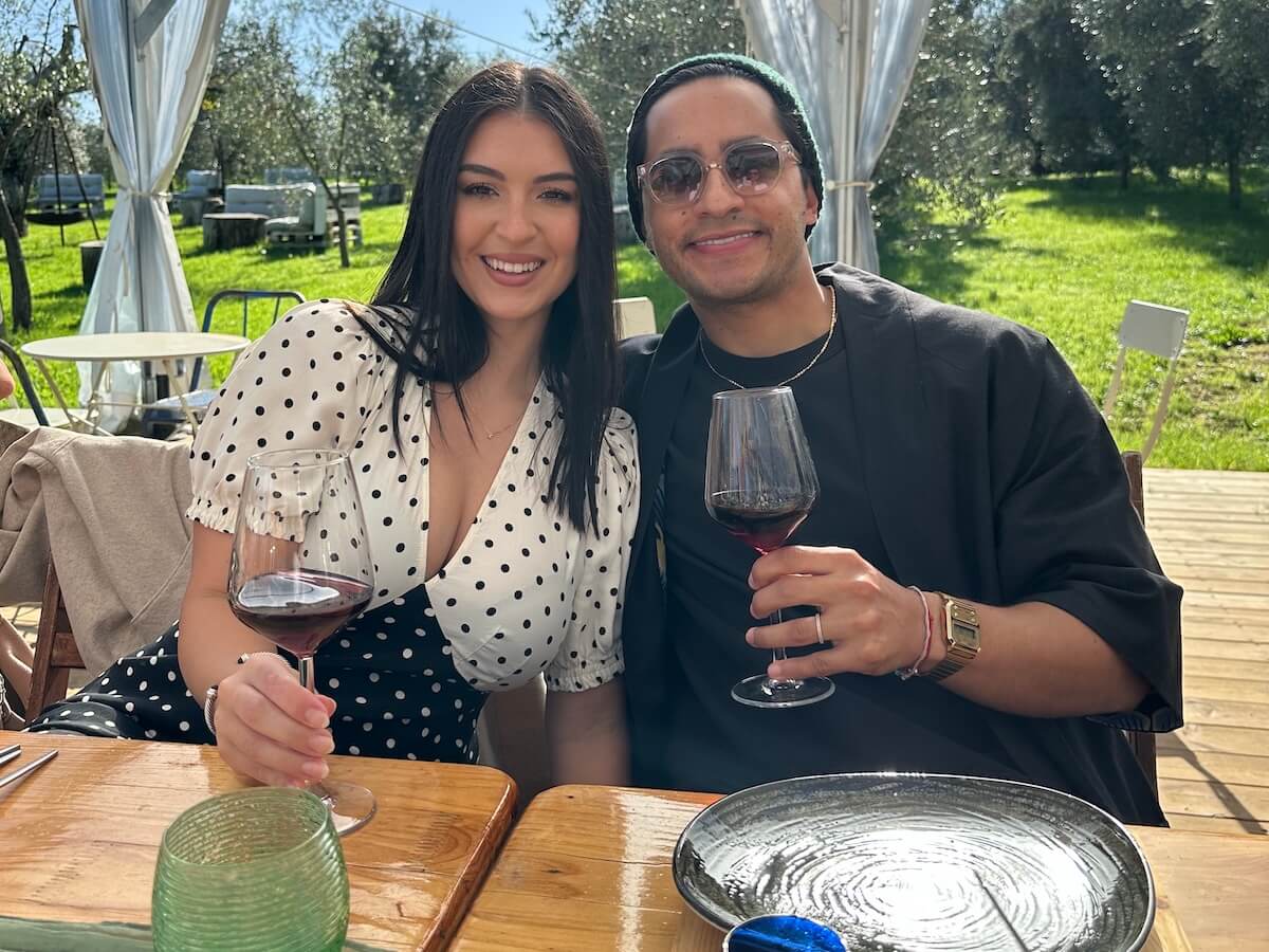A mom and dad attend a one tasting experience in Tuscany Italy, with Boundless Life.