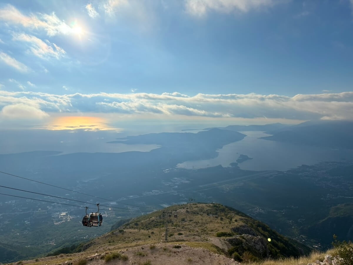 The gondola overlooking the Bay of Kotor, Montenegro