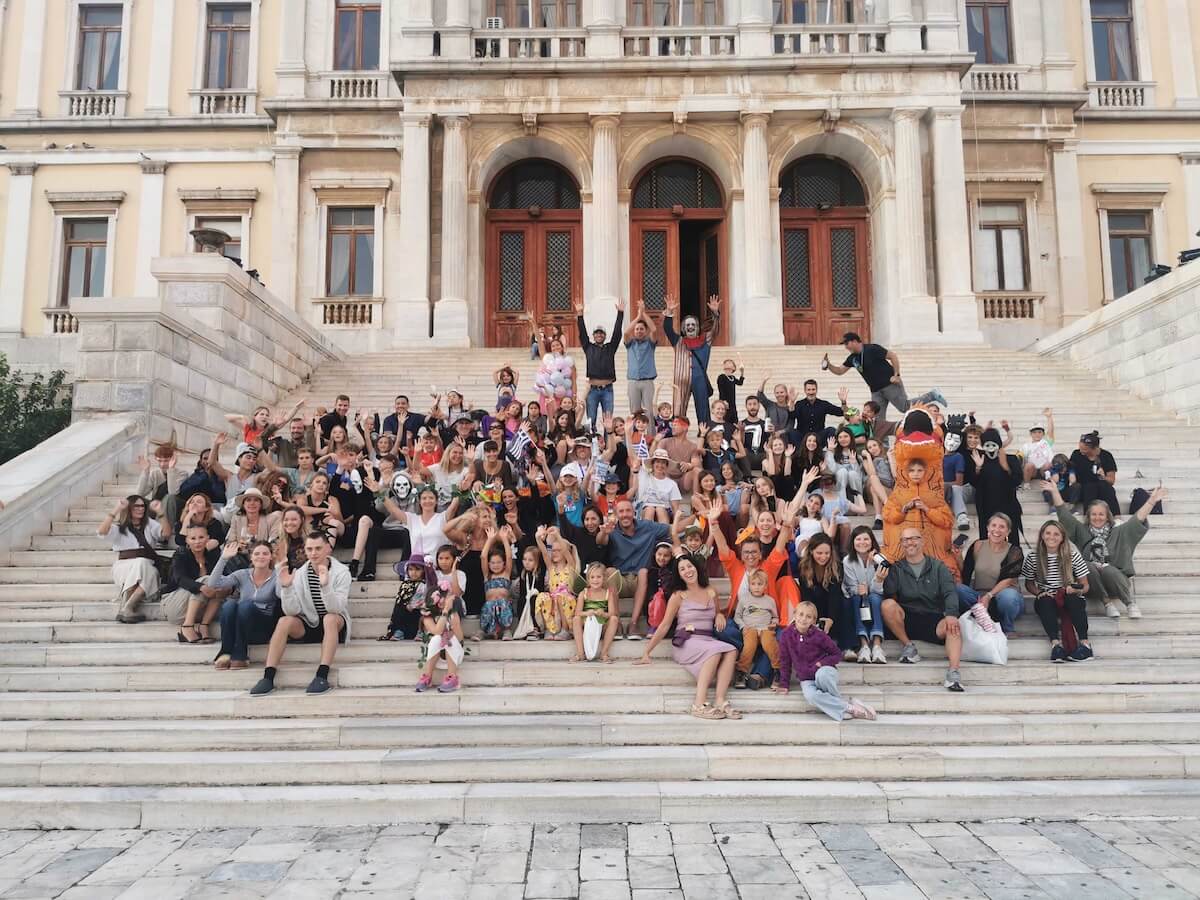 A group of worldschoolers in Syros Greece - Boundless Life