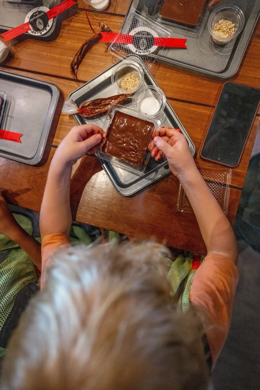 A child makes chocolate in Bali