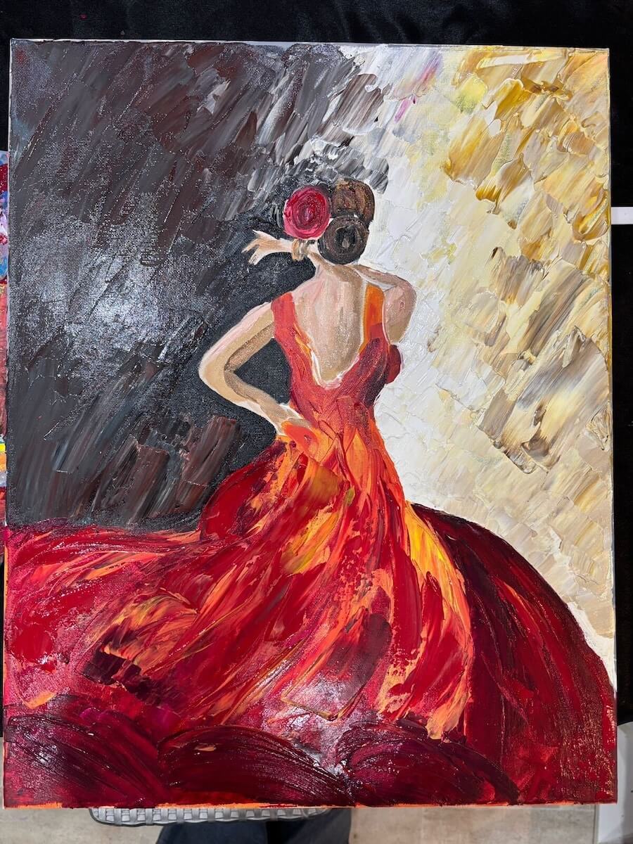 A painting of a flamenco dancer