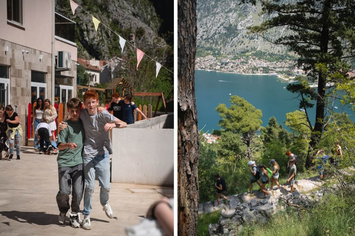 A group of teens traveling and exploring in Kotor Montenegro with Boundless Life