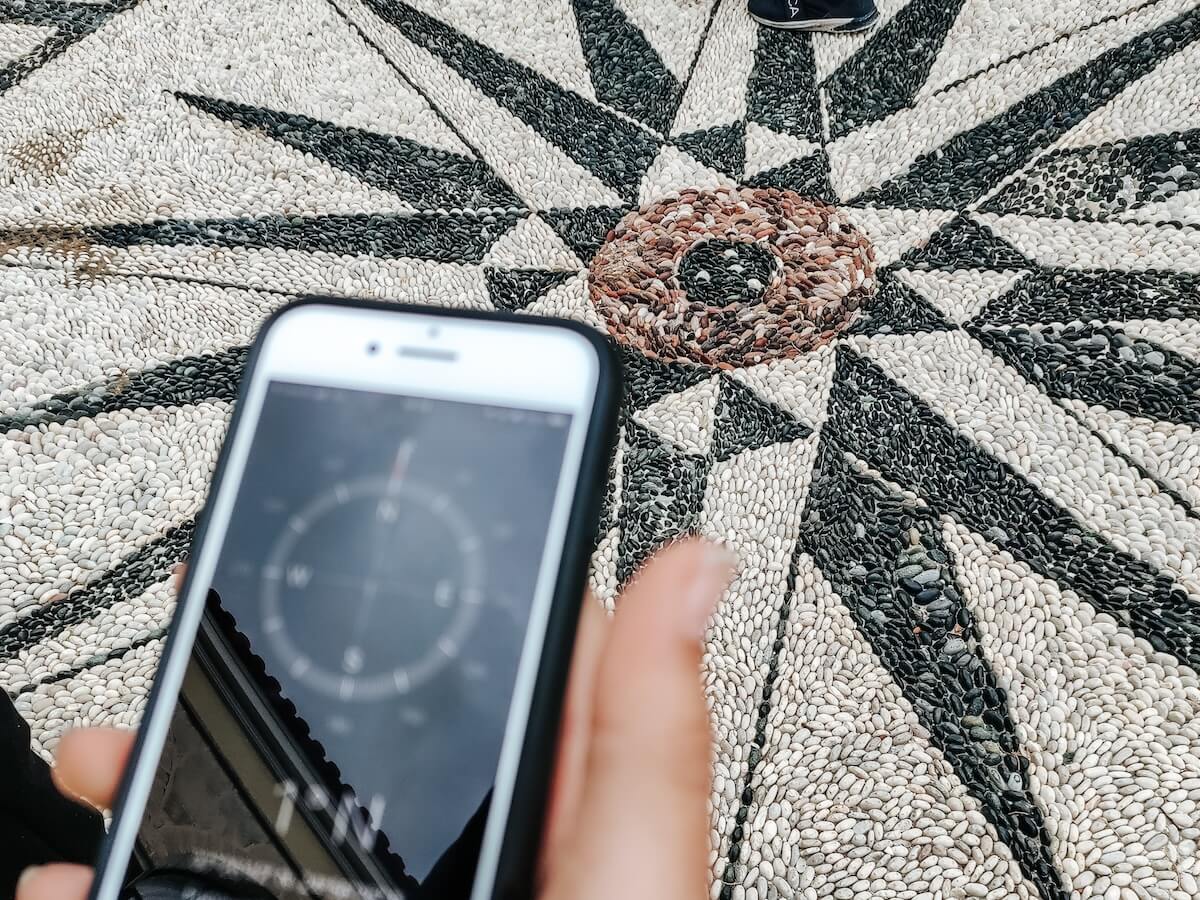 A person navigates using their phone.