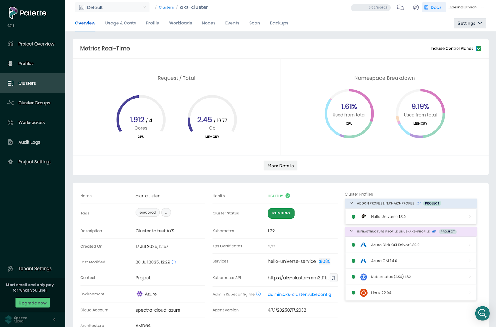 Creating AKSn cluster with Palette API