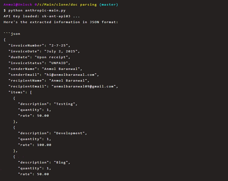 anthropic code output