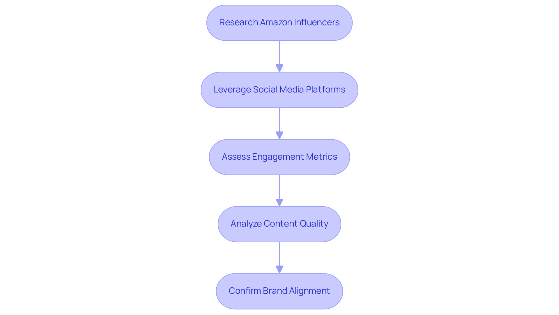 Each box represents a step in the process of finding the right influencers for your brand. Follow the arrows to see how each step leads to the next, guiding you through the evaluation process.