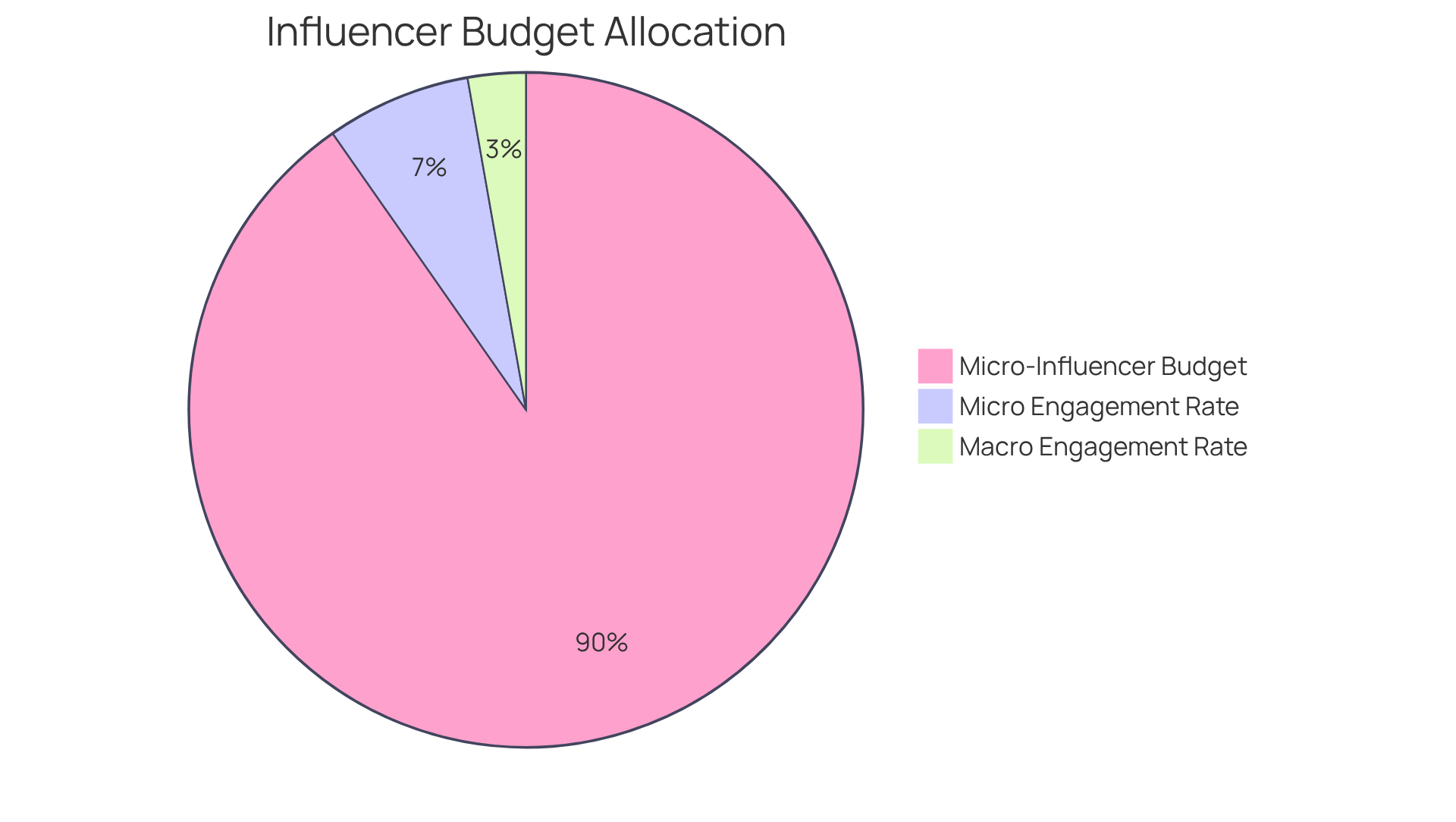 This chart shows how much of the promotional budget is spent on micro-influencers compared to other strategies, and it highlights the engagement rates of both micro and macro-influencers. The larger the slice, the more significant the investment or engagement rate. This chart shows how much of the promotional budget is spent on micro-influencers compared to other strategies, and it highlights the engagement rates of both micro and macro-influencers. The larger the slice, the more significant the investment or engagement rate.