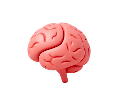 Minimalist isometric pink brain icon on black background.