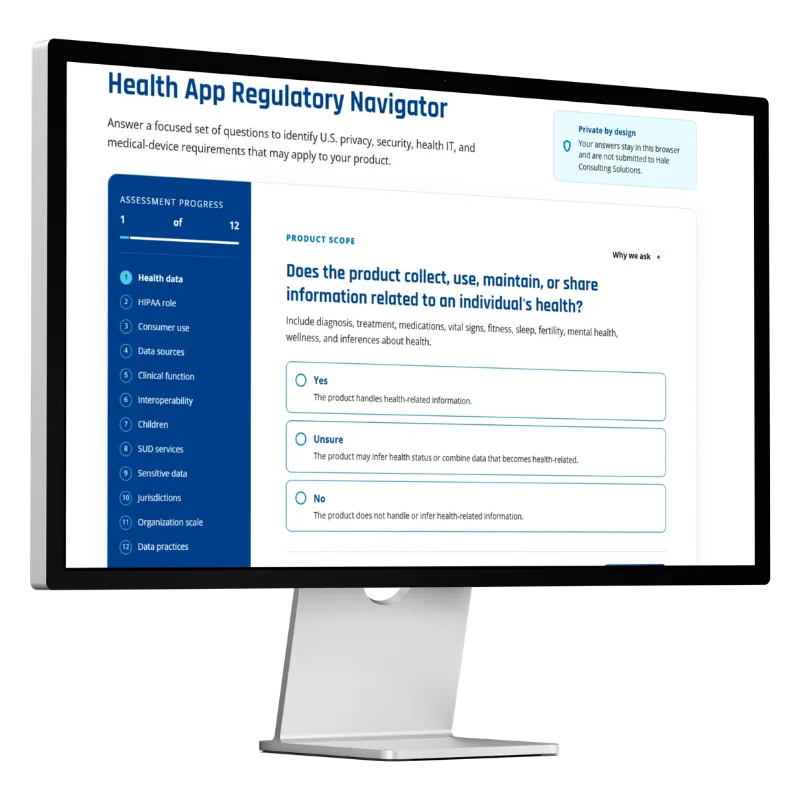 Open the Health App Regulatory Navigator interactive screening tool