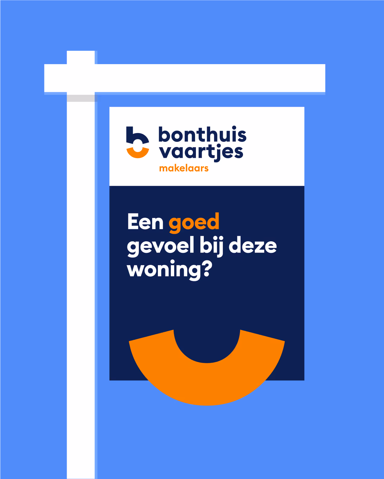 Makelaarsbord Bonthuis Vaartjes in nieuwe huisstijl