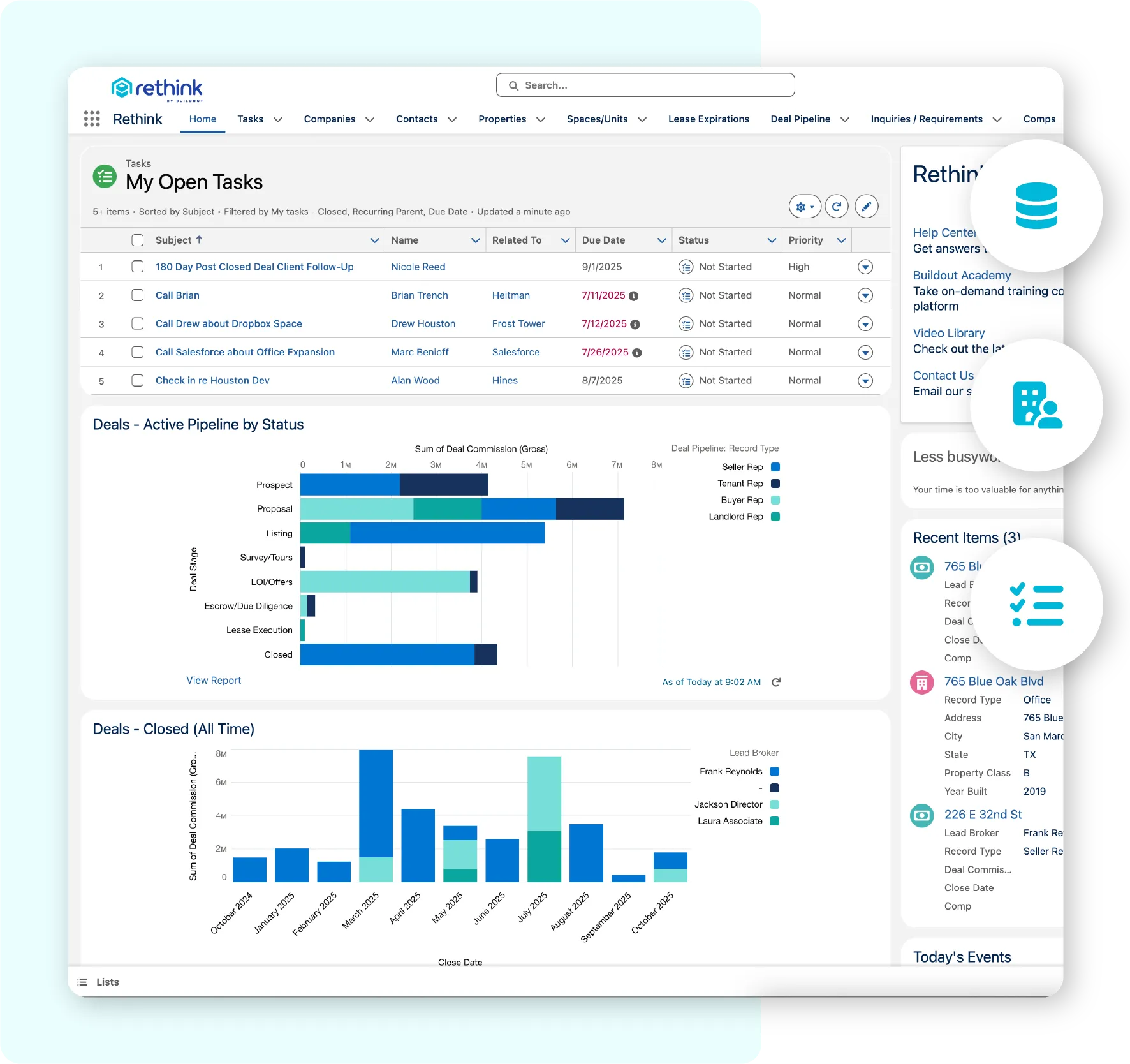 Screenshot of Rethink by Buildout's dashboard