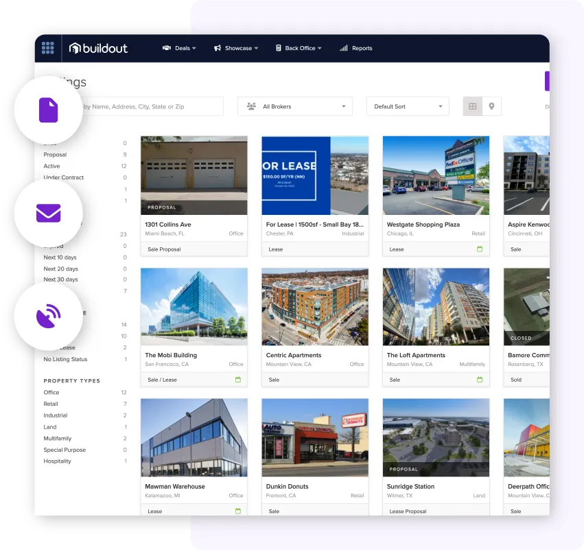 Screenshot of the listing inventory page in Showcase