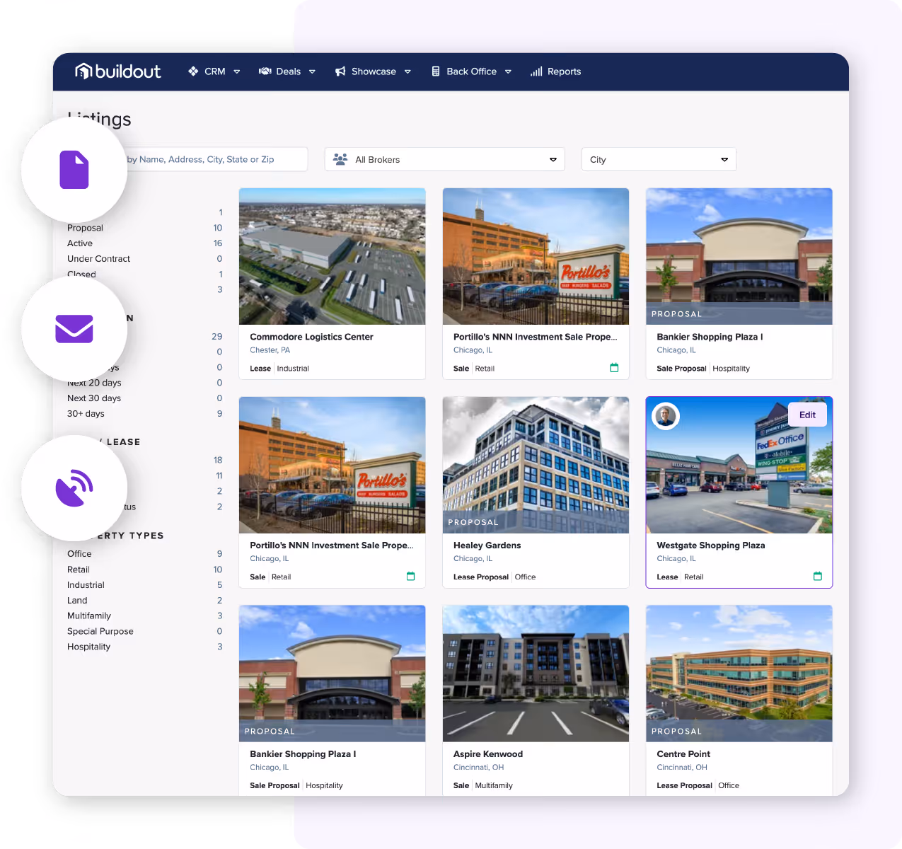 Screenshot of the listing inventory page in Showcase