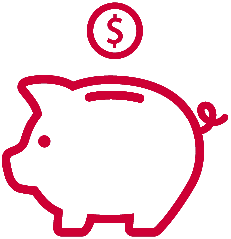 an icon image of a piggy bank and coin