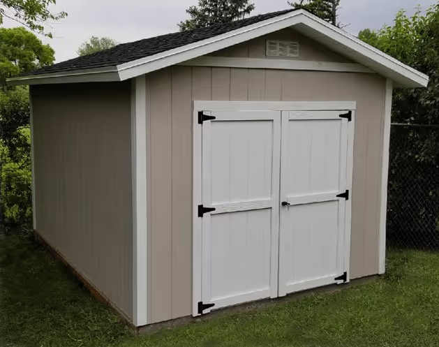 A 10 foot by 14' Tall Apex with 12 inch roof overhang