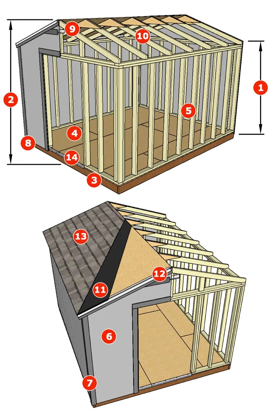 Construction break down for standard apex classic series sheds