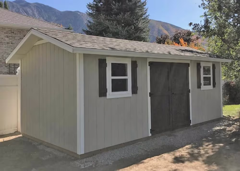 A 10 foot by 20 foot standard apex shed with 12 inch overhang