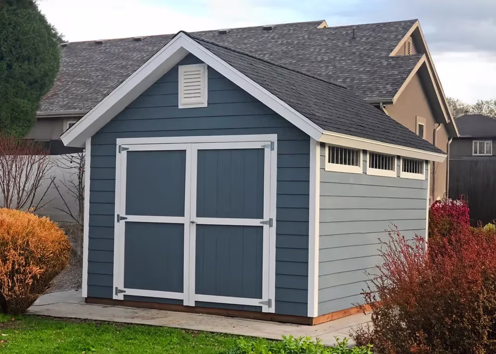 A 12 foot by 16 foot Tall Apex shed with custom lap siding, custom roof pitch, transom windows and more...