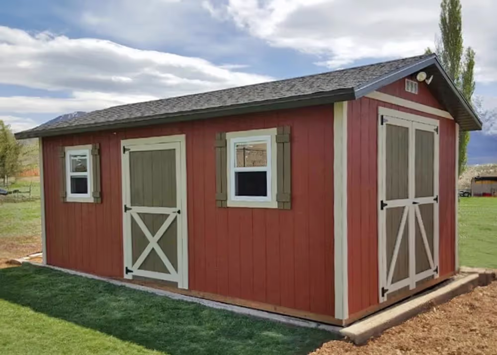 A 12 foot by 20 foot Tall Apex shed with and extra door and windows on the side