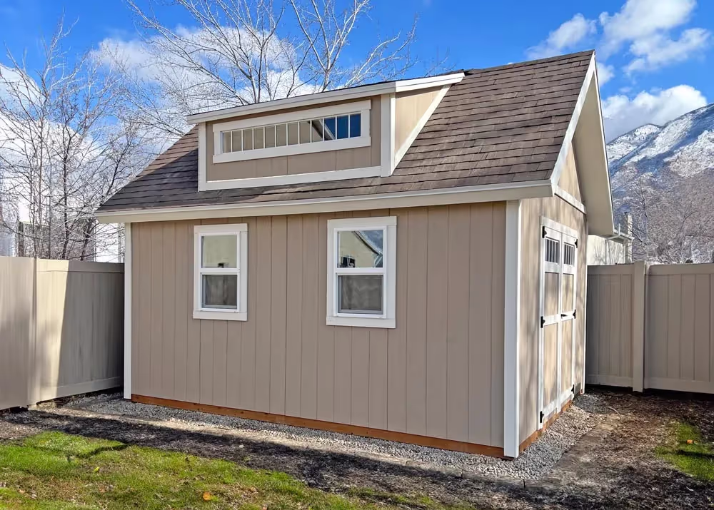 A 12 foot by 16 foot Tall Apex Shed with a Dormer, Custom roof pitch and more