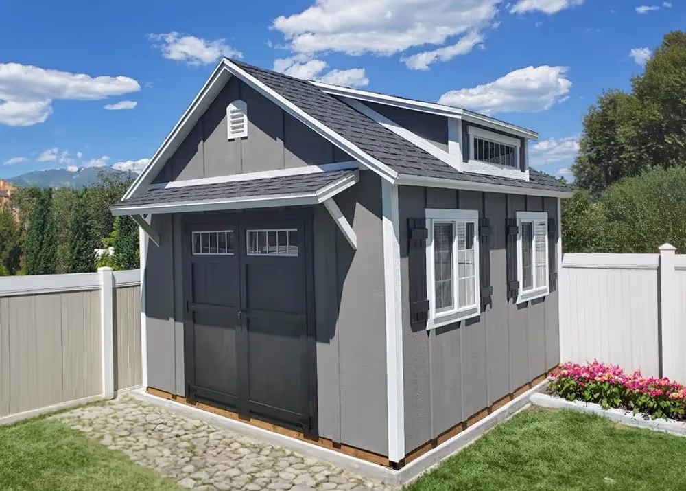 A 12' x 14' Tall Apex with a dormer and board and batten siding