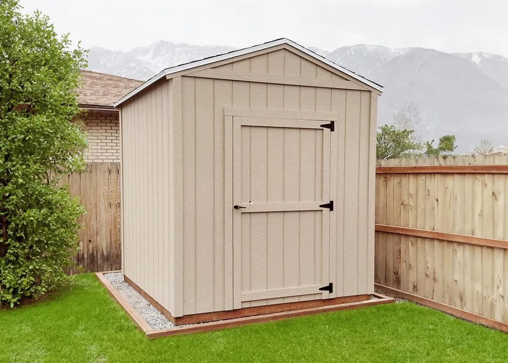 A basic 8x12 tall apex storage shed unpainted