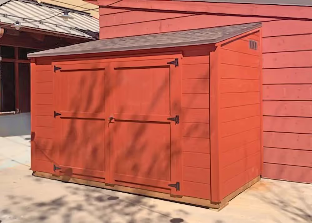 A 6 foot by 12 foot lean to with horizontal siding